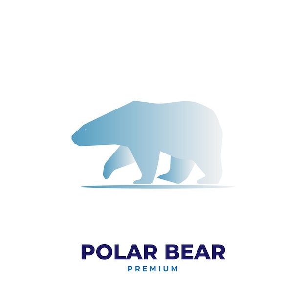 Logotipo de ilustração de urso polar gradiente azul