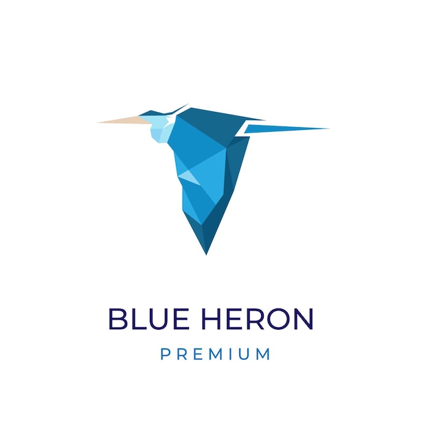 Logotipo de ilustração geométrica de polígono de garça azul