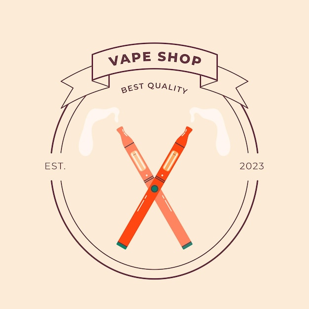 Logotipo de ilustração plana colorida vape cigarros eletrônicos e conceito vape