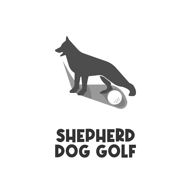 Logotipo de ilustração simples de cão pastor de golfe