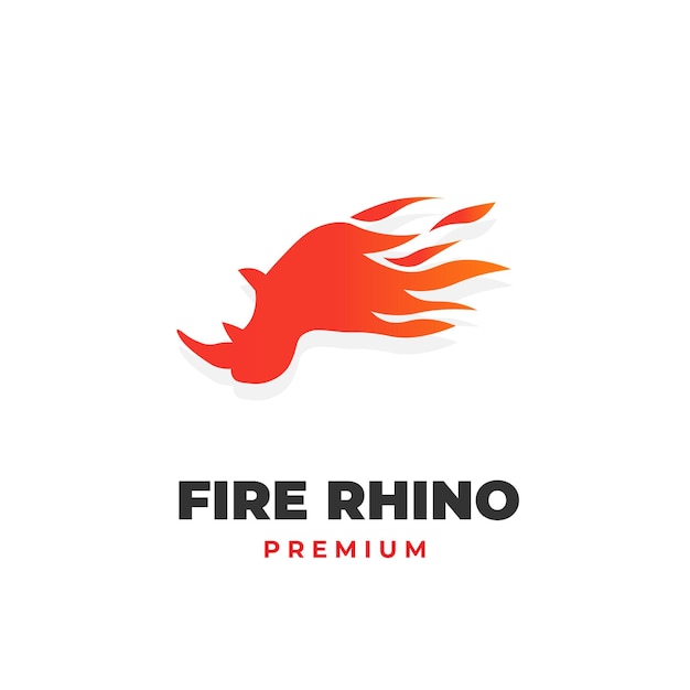 Logotipo de ilustração vetorial de cabeça de rinoceronte flamejante