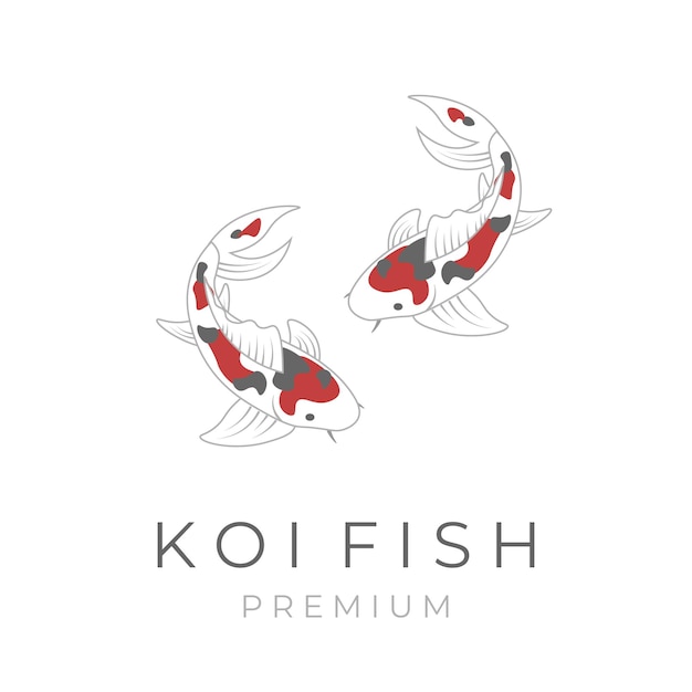 Logotipo de ilustração vetorial de peixe koi gêmeo alinhado