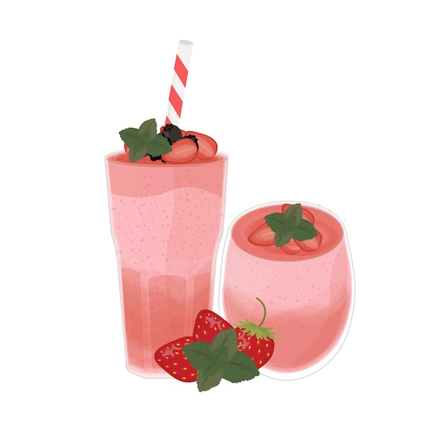 Logotipo de ilustração vetorial de smoothie de morango