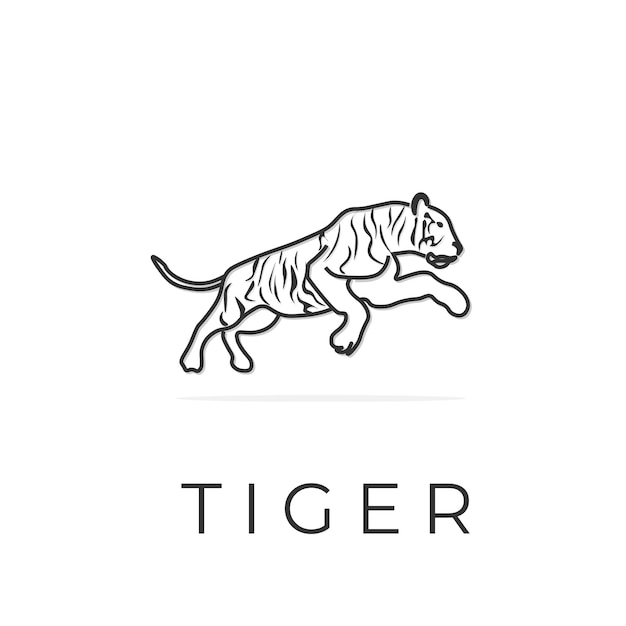 Logotipo de ilustração vetorial de tigre preto e branco