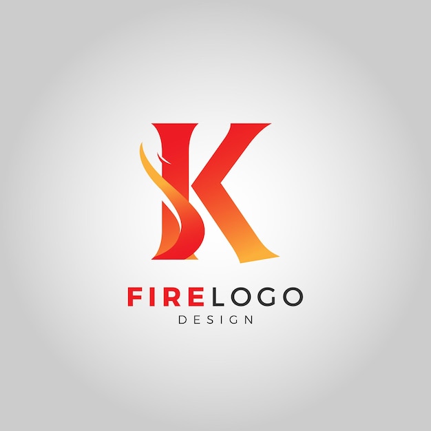 Vetor logotipo de incêndio com a letra k