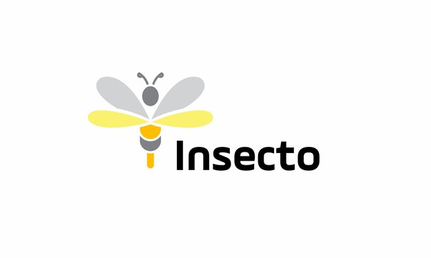 Vetor logotipo de inseto ou abelha vetor natureza animal personagem de abelha tem asa para voar design de arte minimalista cor preta amarela