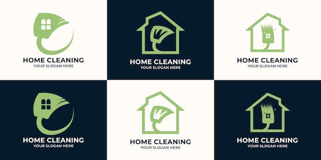 Logotipo de inspiração de vassoura doméstica para limpeza
