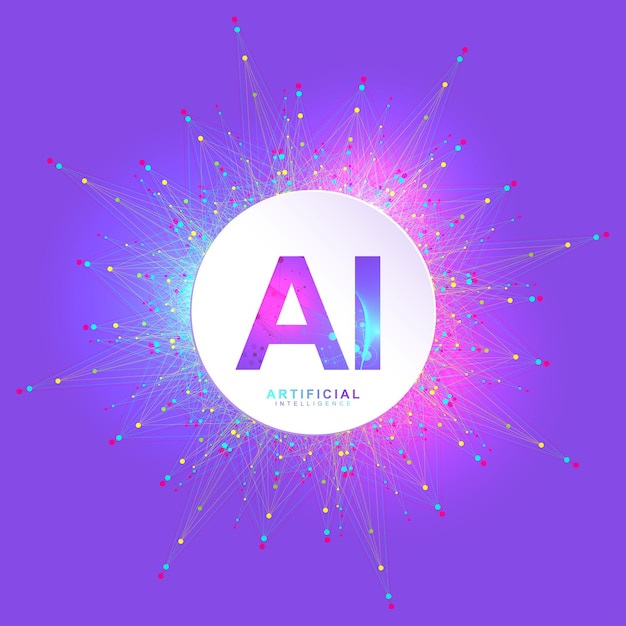 Logotipo de inteligência artificial inteligência artificial e conceito de aprendizado de máquina símbolo vetorial ai n