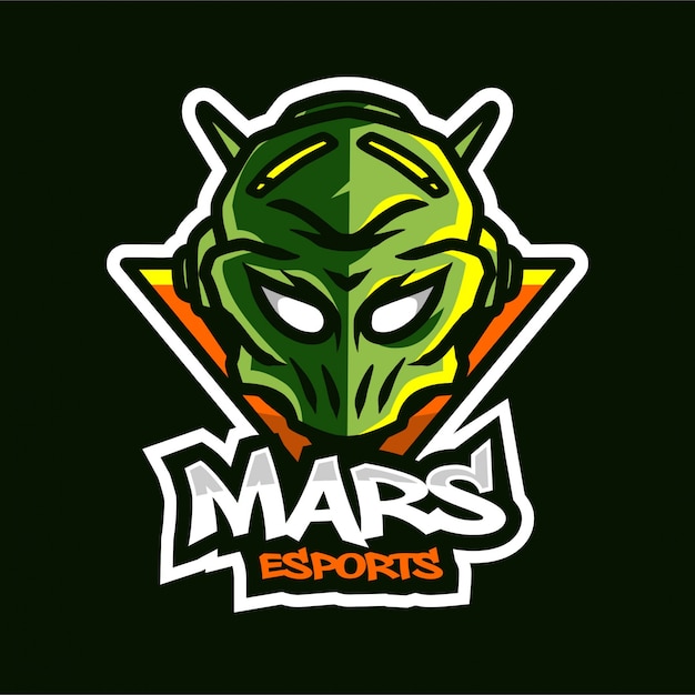 Logotipo de jogo de mascote de marte alienígena