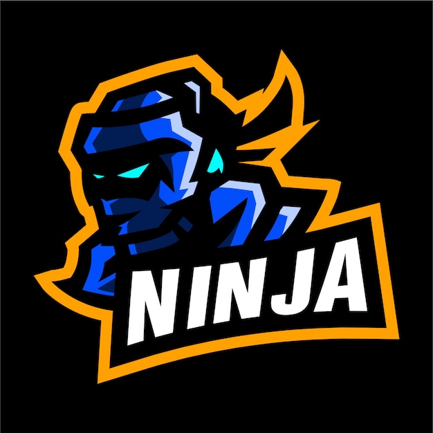 Logotipo de jogo de mascote ninja azul