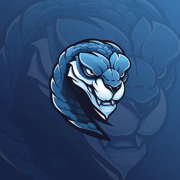 Vetor logotipo de jogo de mascote snake design de logotipo king cobra esports modelo de logotipo de jogo blue snake