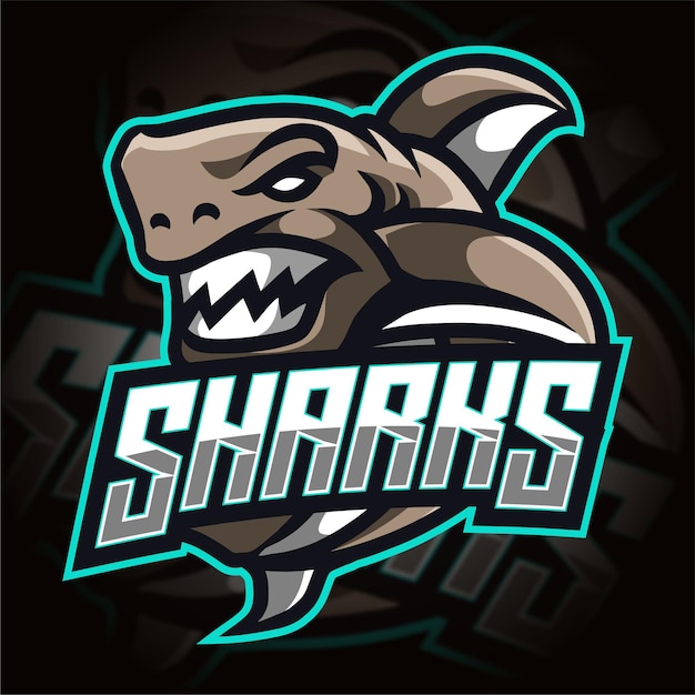 Logotipo de jogos esportivos de tubarão irritado