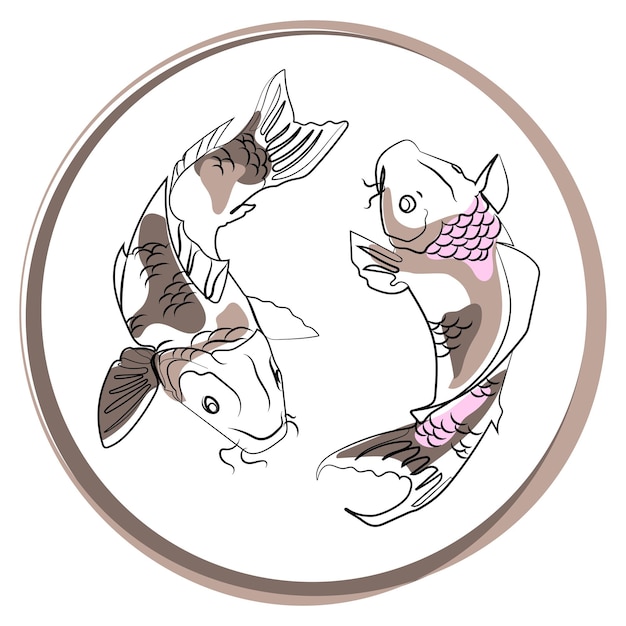 Logotipo de koi fish moderno, design de modelo de emblema. ilustração em vetor. linha criativa carpa asiática japonesa