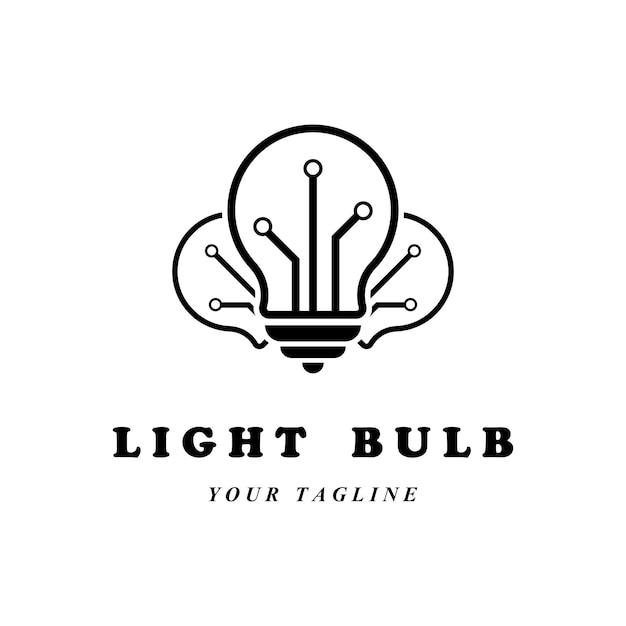 Vetor logotipo de lâmpada criativa e vetor com modelo de slogan