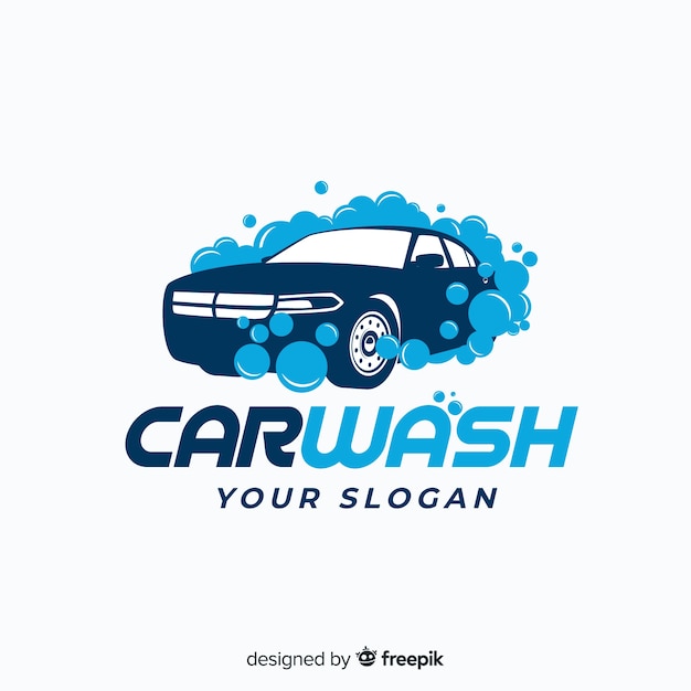 Logotipo de lavagem de carro liso azul