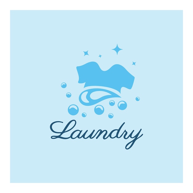 Logotipo de lavanderia criativa simples com o conceito de espuma de máquina de lavar roupas ou roupas