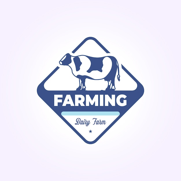 Logotipo de leite rústico design emblema fazenda de gado ícone ilustração modelo vetor