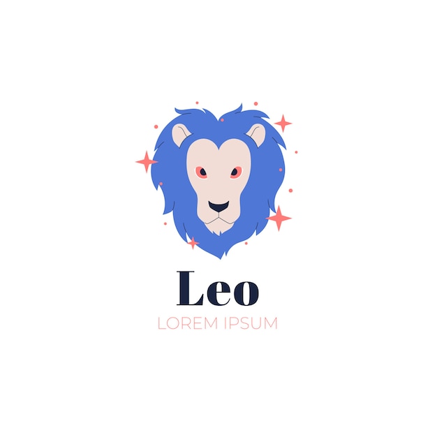 Logotipo de leo de design plano desenhado à mão