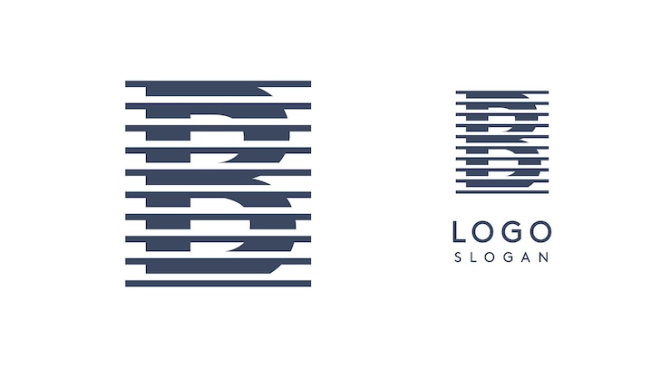 Vetor logotipo de letra b abstrata com linhas horizontais logotipo com efeito listrado para empresas criativas