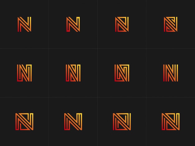 Logotipo de letra de coleção abstrac n com cor gradiant