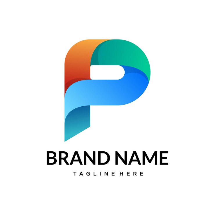 Vetor logotipo de letra de gradiente abstrato p