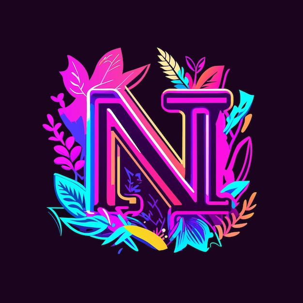 Logotipo de letra n e logotipo de flor plana n