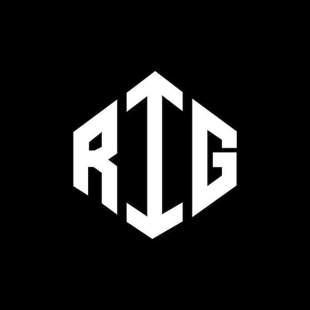 Vetor logotipo de letra rig com forma de polígono rig polígono e forma de cubo logotipo de projeto rig hexágono modelo de logotipo vetorial cores brancas e pretas rig monograma logotipo de negócios e imóveis