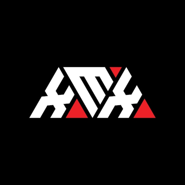 Logotipo de letra triangular XMX com forma de triângulo XMX logotipo de design triangular monograma XMX triângulo vetor modelo de logotipo com cor vermelha XMX logótipo triangular Simples Elegante e luxuoso Logotipo XMX