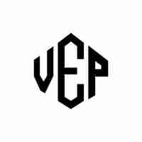 Vetor logotipo de letra vep com forma de polígono vep polígono e forma de cubo logotipo de projeto vep hexágono modelo de logotipo vetorial cores brancas e pretas vep monograma logotipo de negócios e imóveis