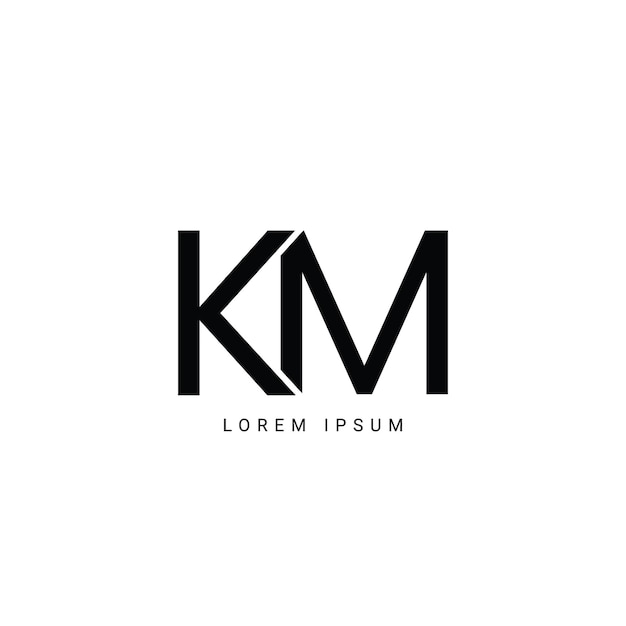 Logotipo de letras do alfabeto KM MK K e M