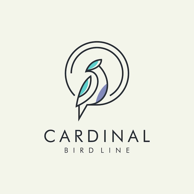 Logotipo de linha moderna de pássaro cardinal