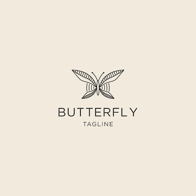 Logotipo de linha premium borboleta com modelo de logotipo em estilo simples