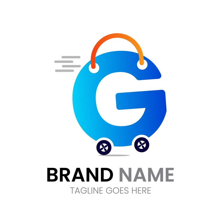 Vetor logotipo de loja de comércio eletrônico de compras com a letra g