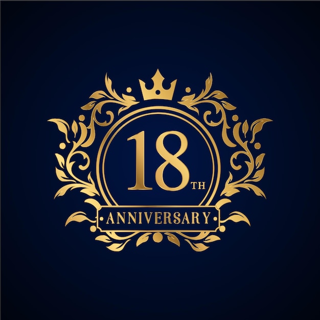 Logotipo de luxo do 18º aniversário