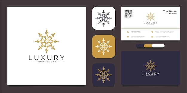 Logotipo de luxo e modelo de design de cartão de visita com mandala ornamental de luxo premium vector