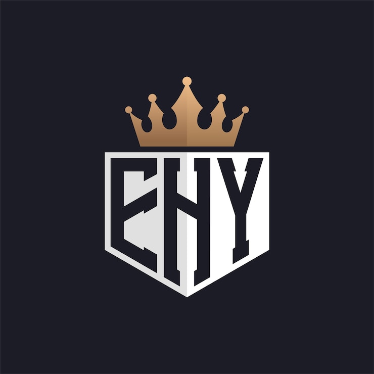 Vetor logotipo de luxo ehy com coroa iniciais elegantes logotipo de letra ehy para marcas exclusivas letra ehy monograma para empresas de alta qualidade