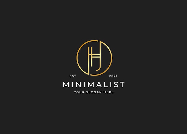 Logotipo de luxo minimalista com letra h e modelo de design em forma de círculo