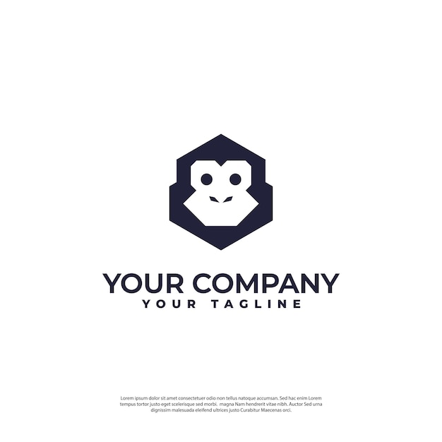Vetor logotipo de macaco abstrato com estilo simples moderno e geometria