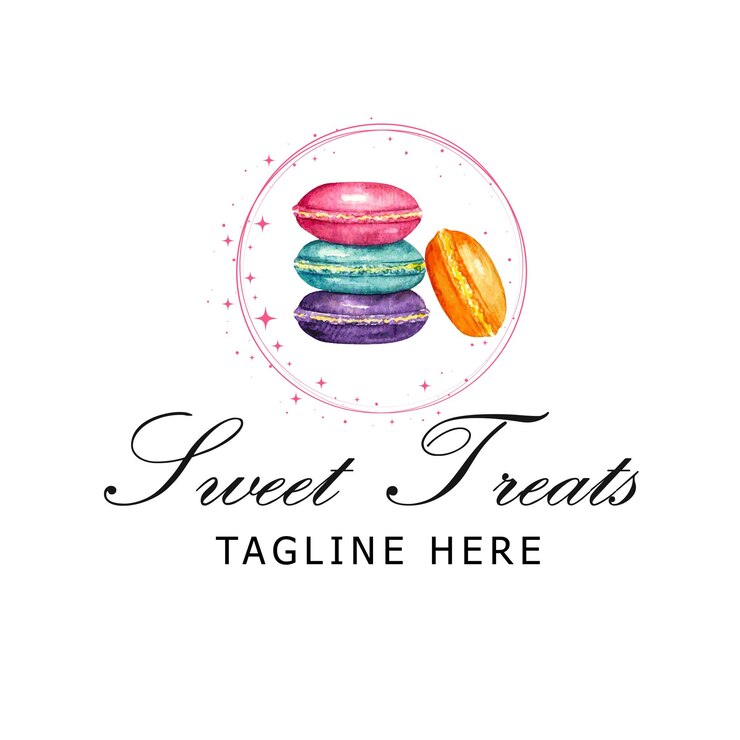 Vetor logotipo de macarons, design de logotipo personalizado, design de logotipo de padaria, logotipo de doces, logotipo de macaroons, doces de padaria