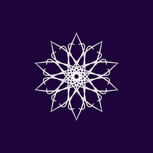 Vetor logotipo de mandala floral branco e roxo abstrato adequado para símbolo ornamental elegante e luxuoso