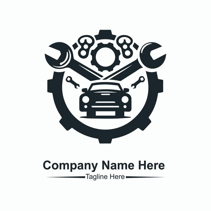 Vetor logotipo de manutenção e reparação de automóveis aqui