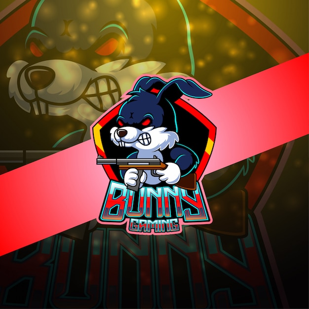 Logotipo de mascote coelho esport