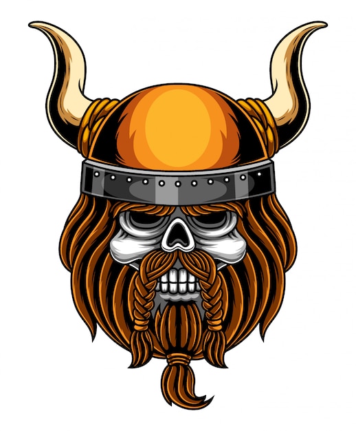 Logotipo de mascote de cabeça de caveira viking