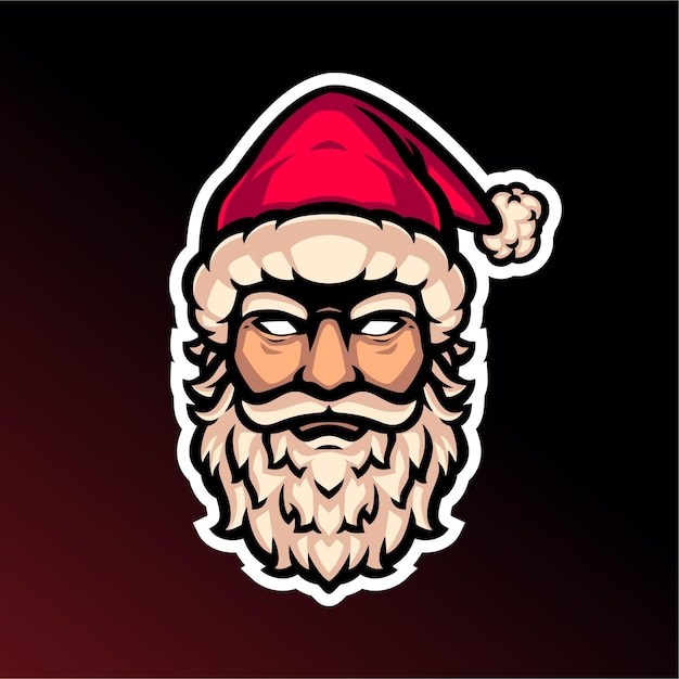 Vetor logotipo de mascote de cabeça de papai noel malvado