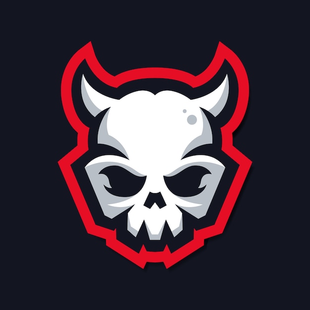 Logotipo de mascote de caveira com chifre