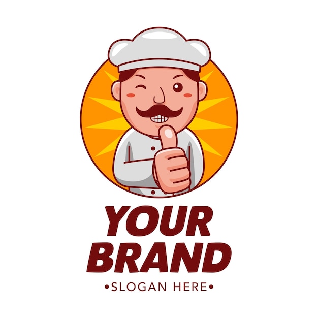 Logotipo de mascote de desenho animado de chef fofo