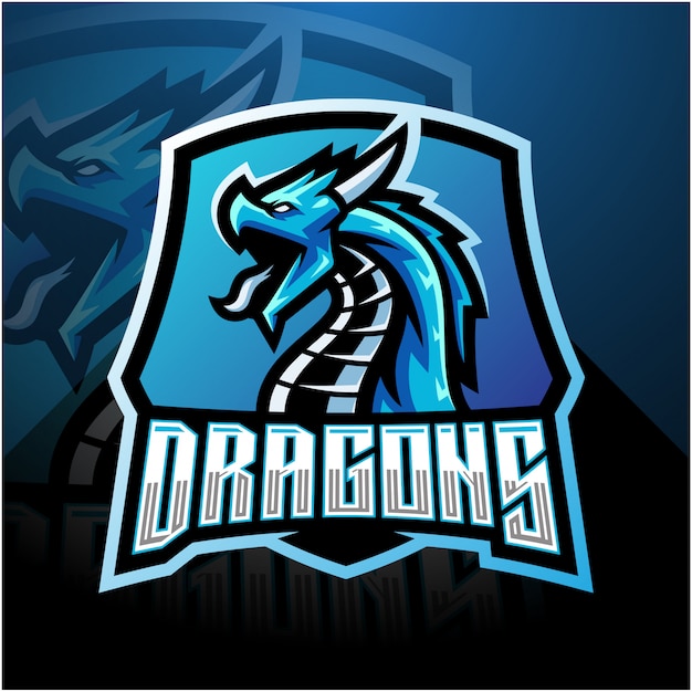 Logotipo de mascote de dragão esport com escudo