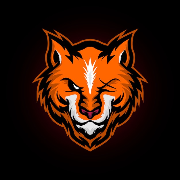 Logotipo de mascote de esportes selvagem e raposa com raiva