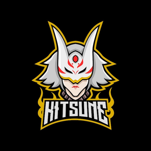 Logotipo de mascote de garota kitsune para design de logotipo de esporte e esport