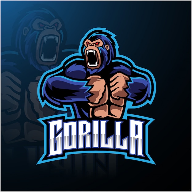 Logotipo de mascote de gorila zangado desain